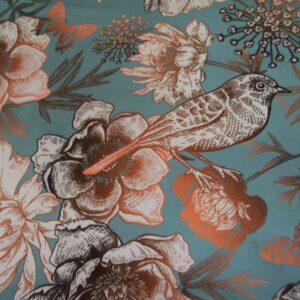 Decocraft-Fabric F140 Velvet Birds brown