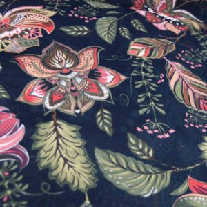 Decocraft-Velevet Fabric F140 FLORAL night blue detail