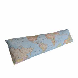 Μαξιλάρι διακοσμητικό long Worldmap μπλε 140x35 με φερμουάρ
