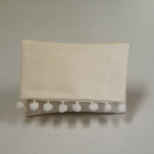 Υφασμάτινος φάκελος μπομπονιέρας Basic cream με pom pon 15x20