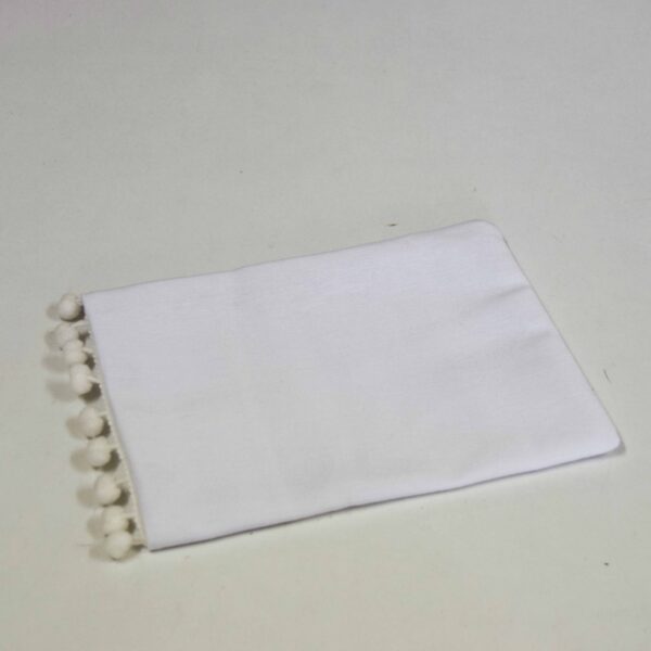 Υφασμάτινος φάκελος μπομπονιέρας Basic λευκός με pom pon 15x20
