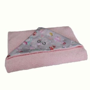 Πετσέτα με κουκούλα παιδική Animal Fox ροζ 75x75