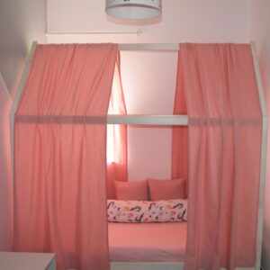 Κουρτίνα κρεβατιού Basic Ροζ σετ 2τεμαχίων 100x350