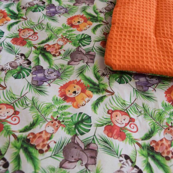 Κουβέρτα αγκαλιάς Jungle πορτοκαλί 90x90 με κουκούλα