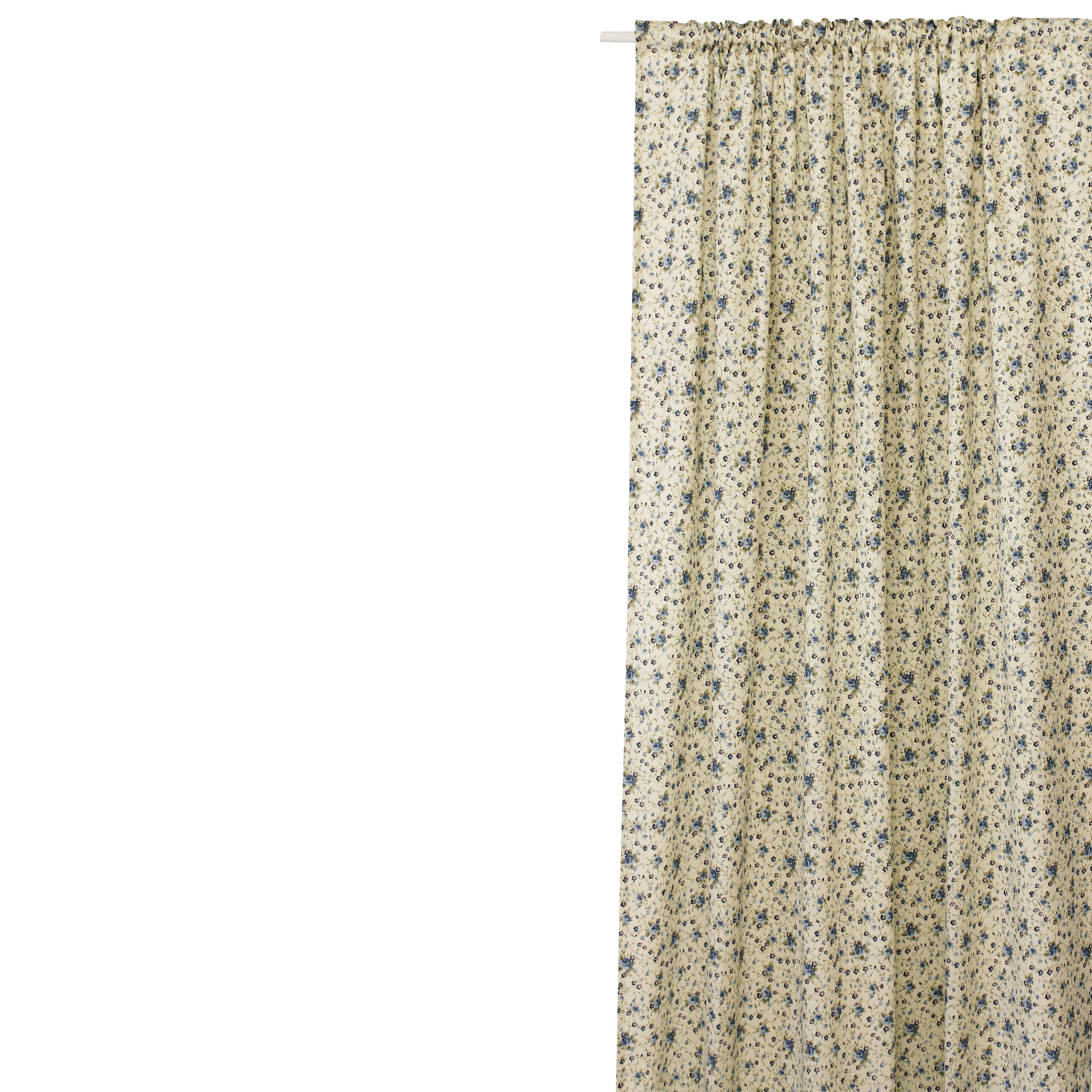 Κουρτίνα Λονέτα small Flower μπλε 140x260 με τρέσα