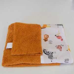 Τσαντάκι 30x40 σετ Δώρου με πετσέτα παιδική Safari τερακότα