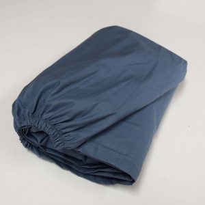 Σεντόνι διπλό με λάστιχο Βαμβακερό Pure μπλε 160x200x30